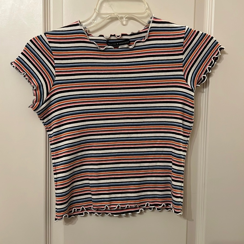 Brandy Melville striped lettuce cropped tee